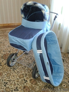 КОЛЯСКА ДЕТСКАЯ С ЛЮЛЬКОЙ ГОЛУБАЯ. #1032948