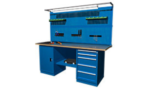 Слесарный верстак 2-х тумбовый с экраном #1649338