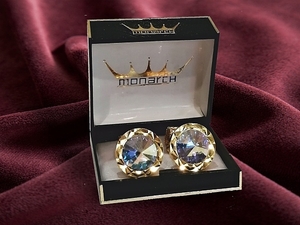 Позолоченные запонки бренда Monarch с кристаллами от всемирно изве #1740515